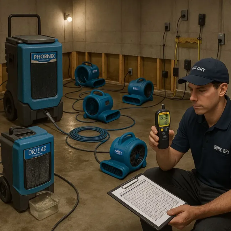 Structural Drying and Dehumidification process in Monte Alto, TX